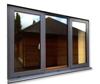 "Modern aluminium window with clear glass